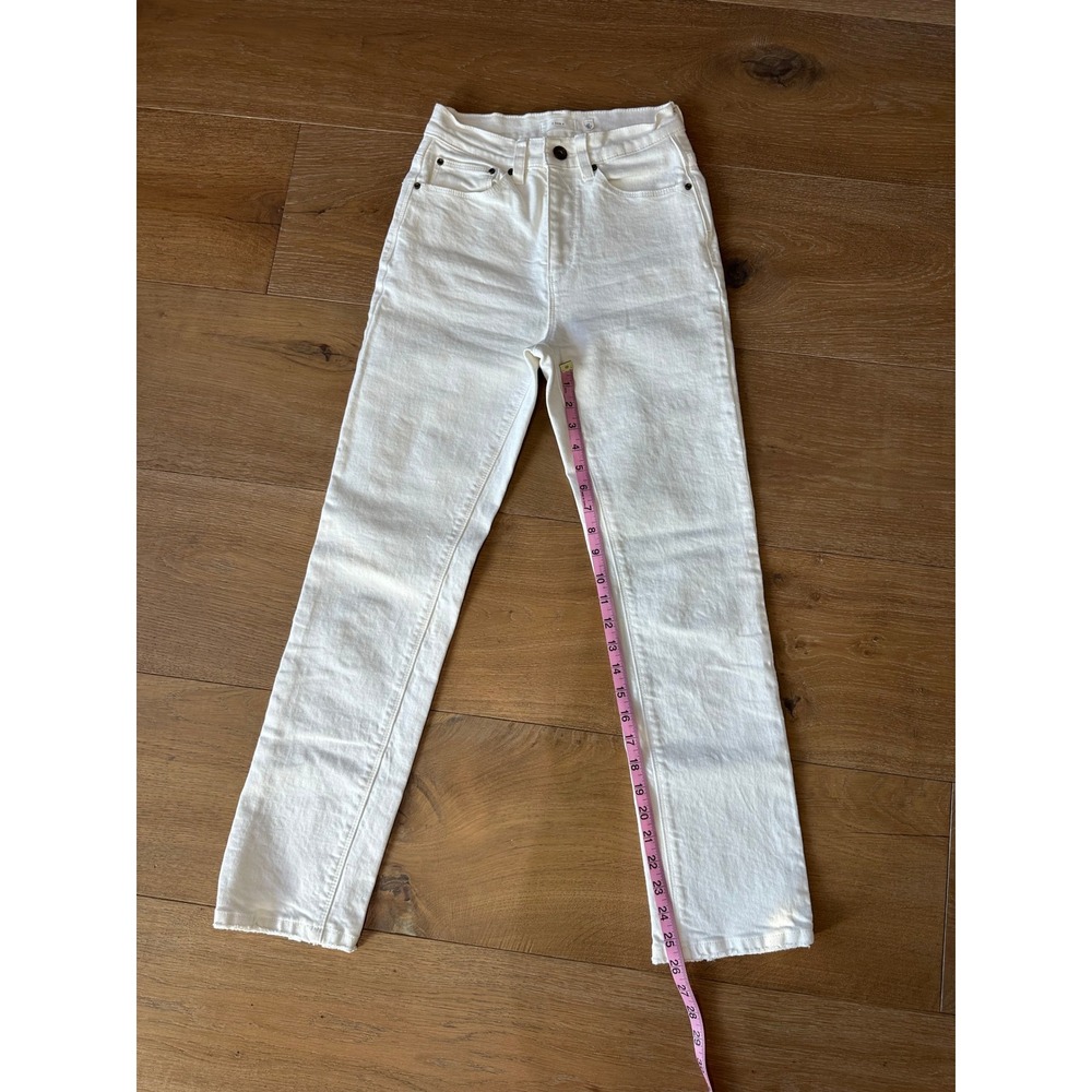 a loves a white denim jeans size 25 high waist cropped raw hem flare leg